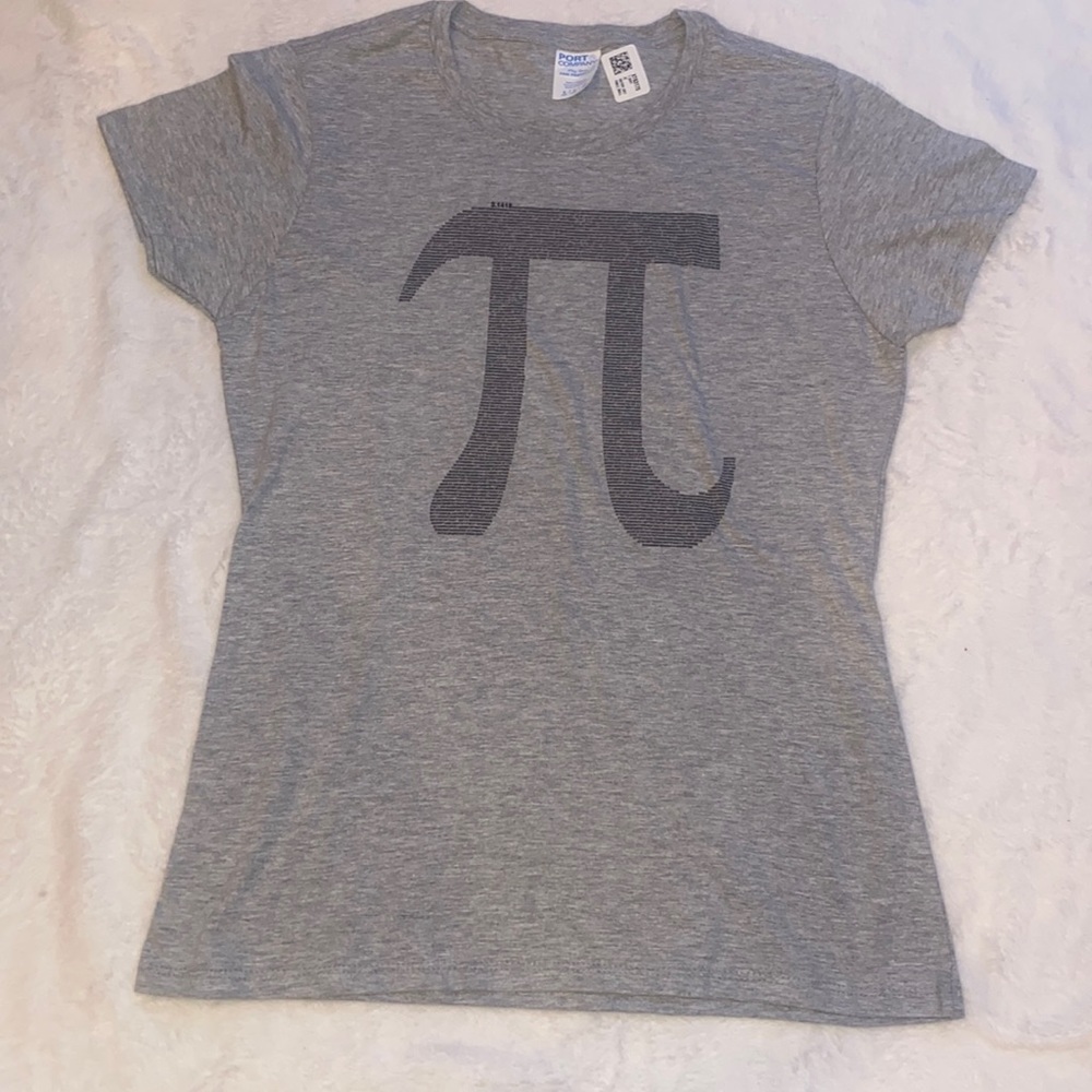 pi tee shirt grey size small